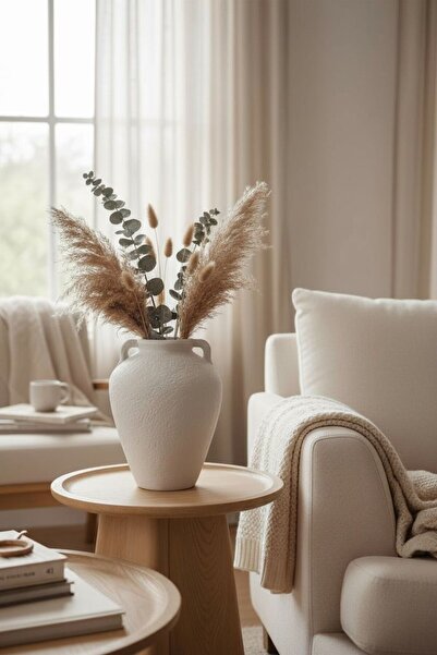 Casco فازة سيراميك ديكورية بمقبضين جانبيين