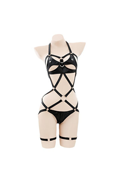 JInsh Hollow Out Roleplay Bodydoll Cool Personality Cross Bodysuit Elegant Lady Bar Club Suits Wnderwear