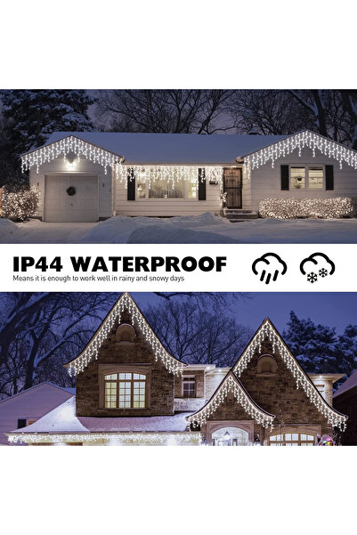 OricareFain Instalatie Craciun Turturi, 20 m, 500 Led, Exterior/Interior, Fir Alb, Interconectabila, Alb Rece