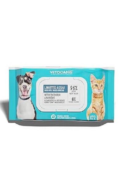 Vetocanis Șervețele de curățare pentru câini și pisici x72 - urechi, ochi și labe, formulă pe bază de plante