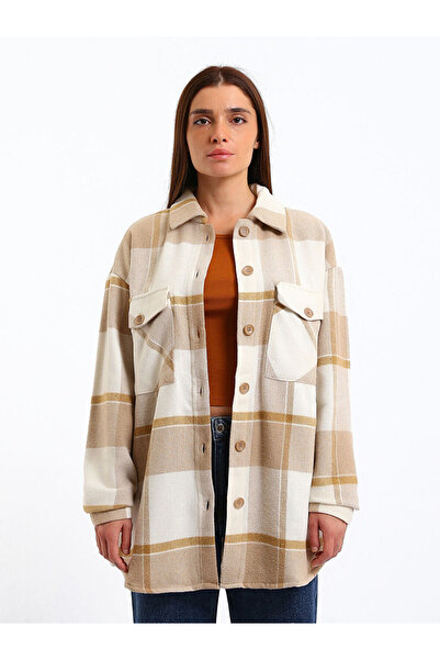 LC Waikiki Plaid Oversized Women's Lumberjack Shirt Jacket