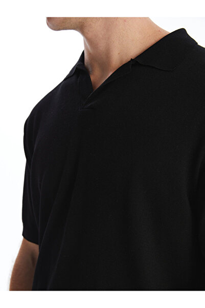 LC Waikiki Black Polo Neck Short Sleeve Men's Knitwear Sweater
