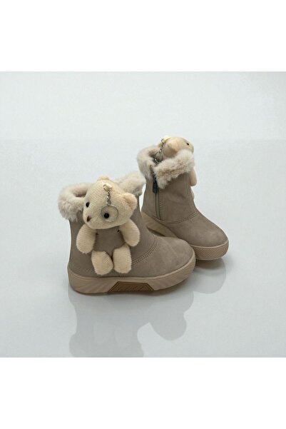Rexba Girl's Beige Bear-Shaped Non-Slip Sole Boots