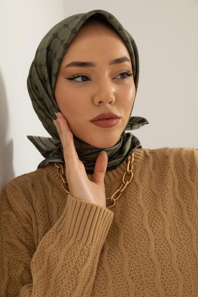 Silk Home Χακί πράσινο μεικτό σχέδιο Tivil μεταξωτό μαντήλι IST 11393 - 12