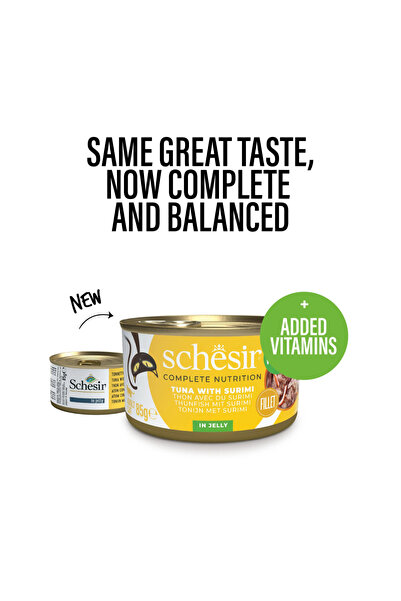 Schesir Complete & Balanced Nutrition Wet Cat Food in Jelly Can- Tuna With Su...