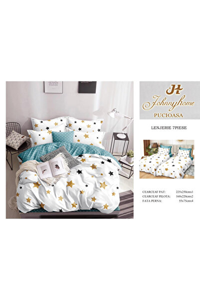 FIONNA.RO Lenjerie Din Bumbac Satinat 7 Piese Cu 2 Cearceafuri Pilota - Alb C...