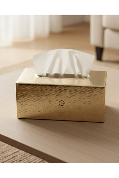 REDTAG علبة مناديل مستطيلة من الألومنيوم الذهبي