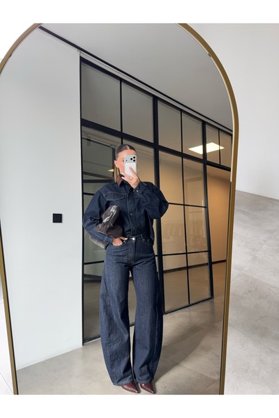 BB Bensu Buyruk KOYU MAVİ SLOUCHY DENİM PANTOLON