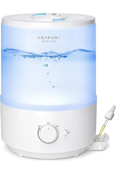 ASAKUKI 3L Top Fill Cool Mist Humidifier - 3-in-1 Diffuser & Night Light, Auto Shut-off