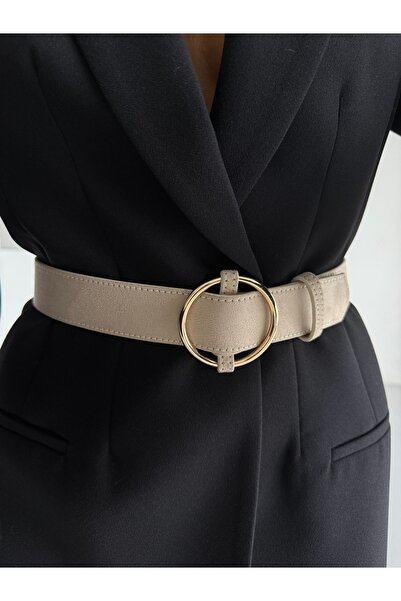 Fiori Μπεζ σουέντ ζώνη με χρυσό κούμπωμα Γυναικεία ζώνη παντελονιού Ζώνη μπουφάν Ζώνη φορέματος Ζώνη πουκάμισου