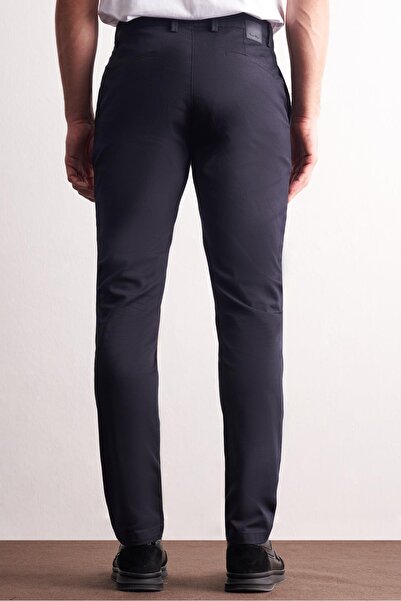 İmza Navy Blue Side Pocket Straight Leg Cotton Slim Fit Chino Casual Trousers 1003255165