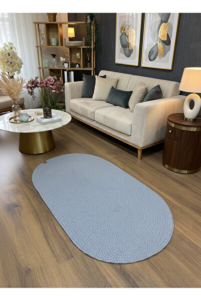 Rose'n Home JÜT ÖRGÜ-8 GRİ El Örgüsü Jüt Hasır Halı Antialerjik Robot Süpürge...