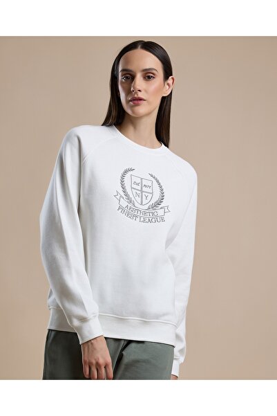 R&B Printed Sweatshirt with Crew Neck and Long Sleeves