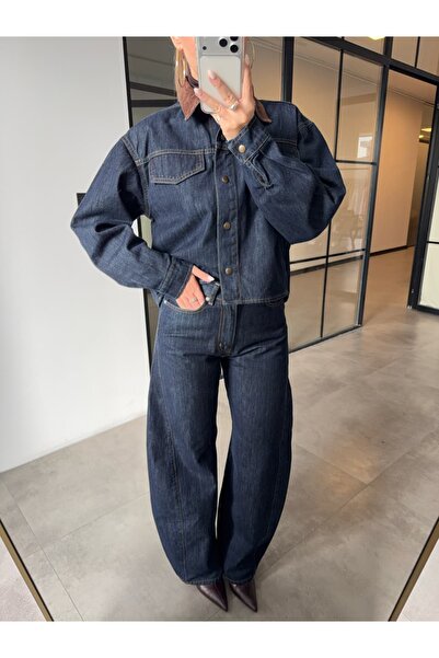 BB Bensu Buyruk KOYU MAVİ SLOUCHY DENİM PANTOLON