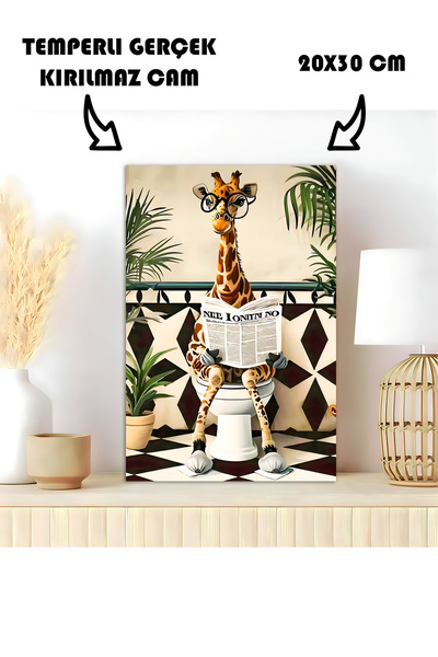 Harika bir ev BANYO TABLOSU CAM TABLO BANYO İÇİN TUVALETİNİ YAPAN ZÜRAFA|BNYCM