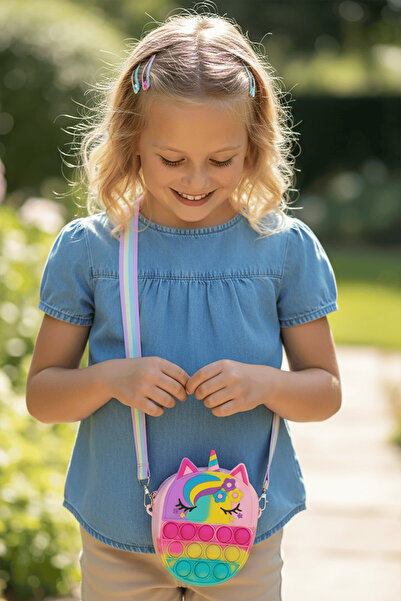 TAKIŞTIR Fuchsia Color Unicorn Figured Children's Pop-It Bag
