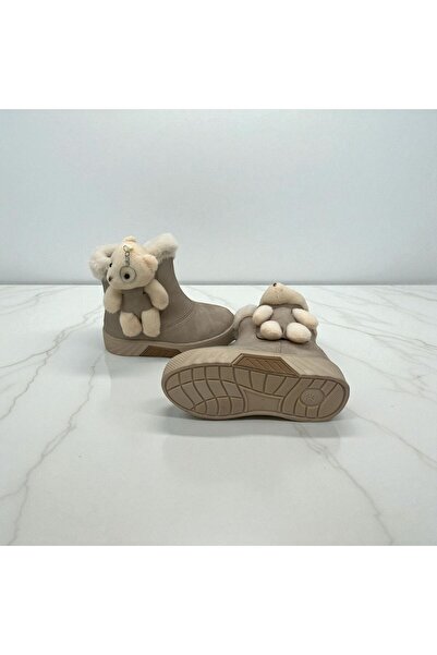 Rexba Girl's Beige Bear-Shaped Non-Slip Sole Boots