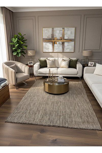 Rose'n Home DOĞAL JÜT-1 Doğal Bitkisel İplikle Elde Dokuma Jüt Halı Salon Mut...