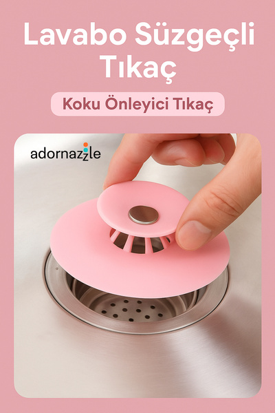 adornazzle Lavabo Süzgeçli Tıkaç, Koku Önleyici Tıkaç, Silikon Gider Filtresi