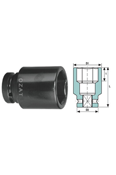 Özat Cap cheie tubulara de impact 2.1/2'' 6 laturi, lung 44