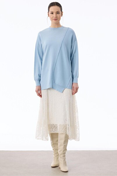 Tığ Triko Knitted Detailed Tunic Blue