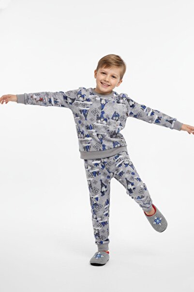 NEWKİDS Neol Printed Fleece-Lined 2 Thread Unisex Children's Set