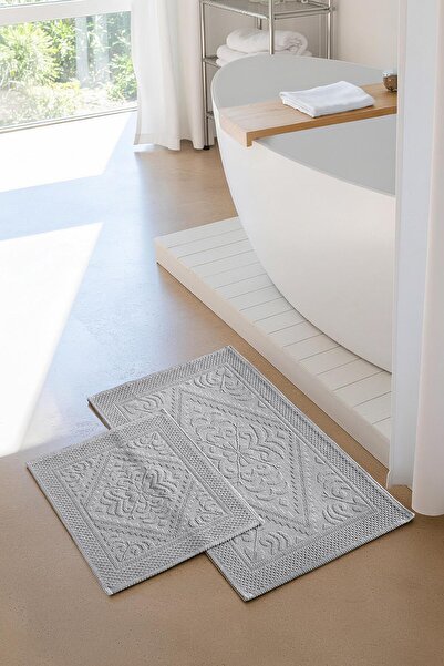 Soley |   2-Piece Bath Mat Set |   Non-Slip Sole 100% Cotton |   60X100 - 50X60 cm