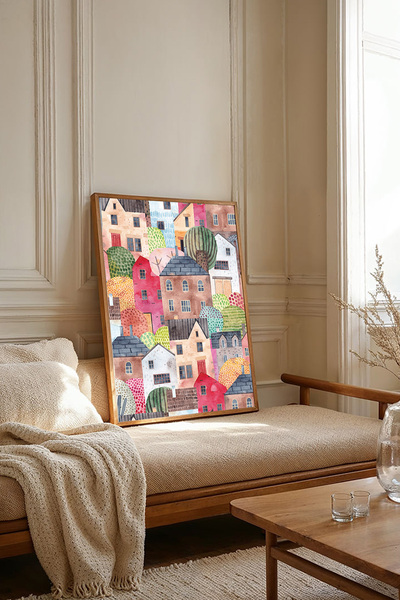 Dekorsiahome Tek Parça Ahşap Çerçeveli Oturma Odası Salon Mutfak Tablosu TK2351