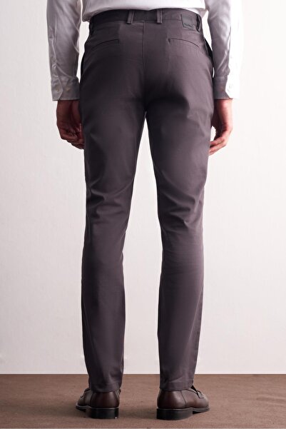 İmza Anthracite Side Pocket Straight Leg Cotton Slim Fit Chino Casual Trousers 1003255165