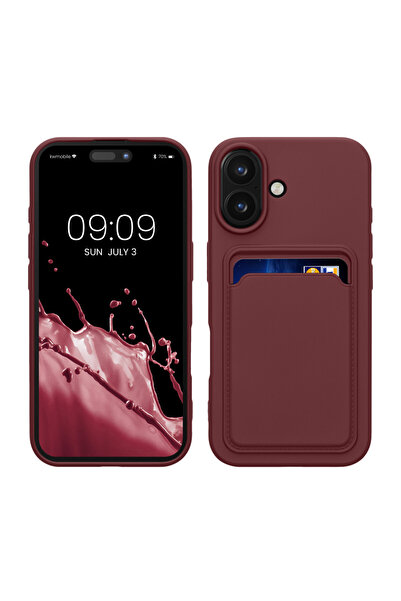 KWmobile Case for Apple iPhone 16, Dark Red, Silicone, KWM000022UF006C