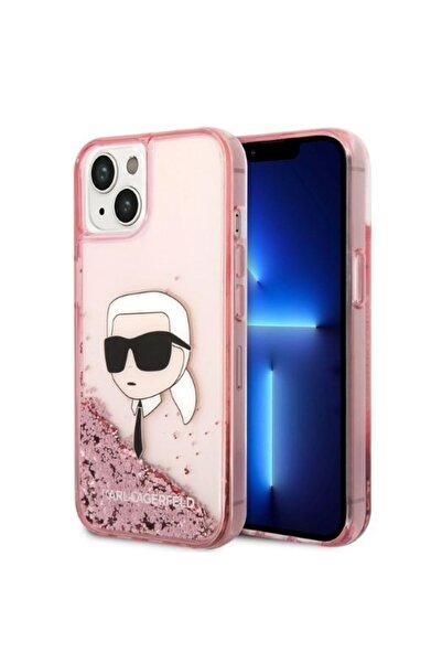 Karl Lagerfeld Carcasă pentru iPhone 14 Plus, cu sclipici, roz