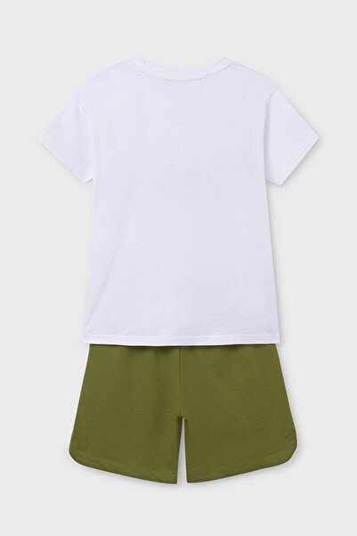 MAYORAL Boy's 8-18 Years Old Patterned Double Shorts Set 6683 White-Green