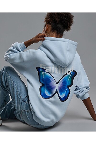 R&B Printed Oversized Hoodie with Long Sleeves