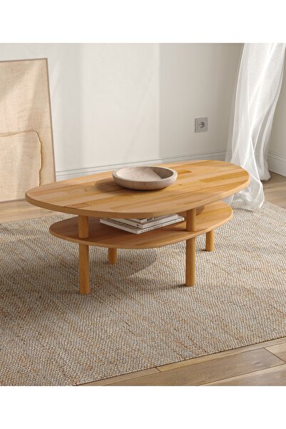 woodizy DOĞAL MASİF AHŞAP ELERA ORTA SEHPA