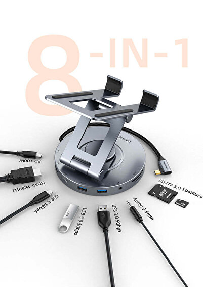 Cabletime Tablet Stand + 8 IN 1 USB-C Docking Station
