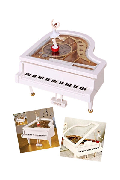 ebuuconcept Balerinli Piyano Müzik Kutusu – Dönen Balerinli Dekoratif Piyano Şeklinde Müzik Kutusu | Nostaljik H