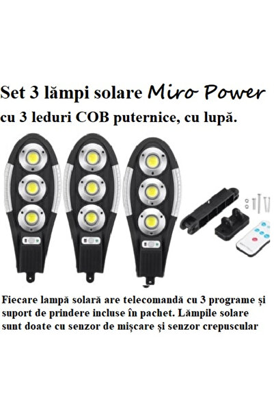 Miro Power Set de 3 lămpi solare cu lupă