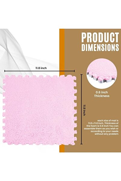 Generic 6Pcs Plush Foam Floor Mat 30*30cm Interlocking Carpet Tiles Anti-Slip Puzzle Area Rug Play Mat