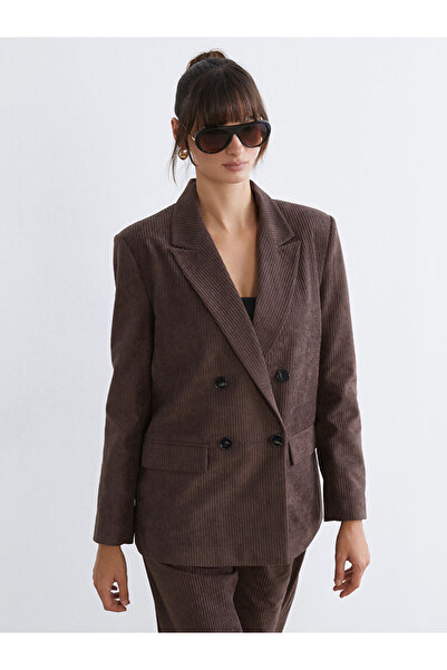 LC Waikiki Double-Breasted Lapel Women's Velvet Blazer Jacket