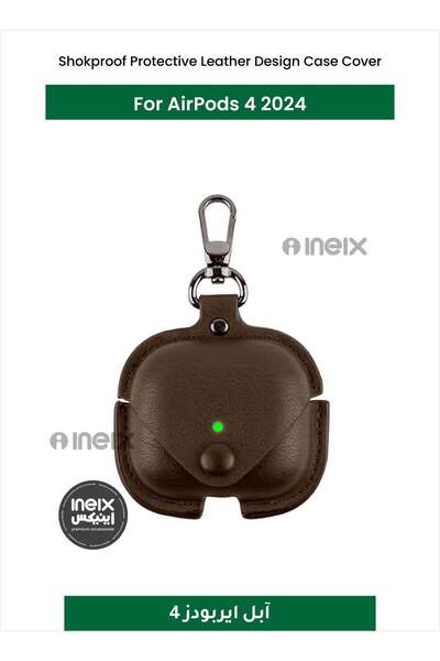 ineix غطاء حماية جلدي مقاوم للصدمات بتصميم مناسب لسماعات AirPods 4-2024