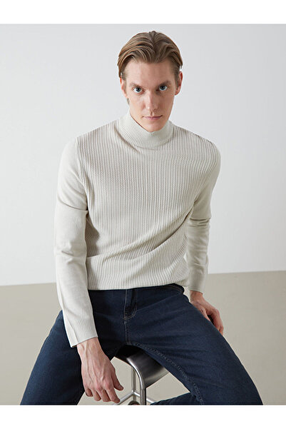 LC Waikiki Ανδρικό πλεκτό πουλόβερ με μακρυμάνικο λαιμόκοψη - W4M107Z8