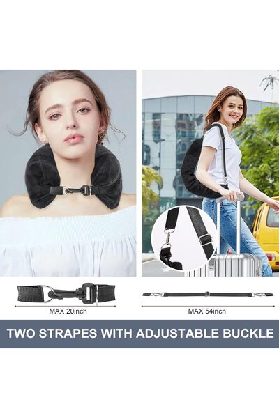 Generic Weiyayo Stuffable Travel Pillow for Extra Luggage, Adjustable Velvet Neck Pillow, Black