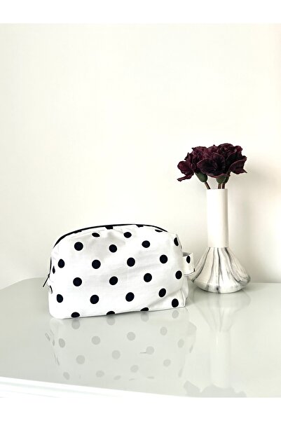 GA Gleam Atelier Makyaj Çantası Büyük Puantiyeli- Orta Boy - Pamuklu - 21*12*...