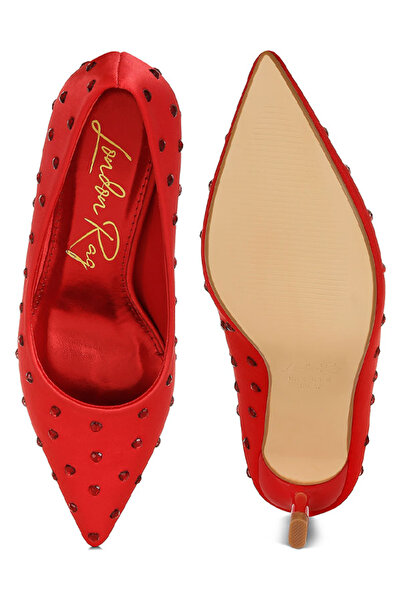 london Rag Women Heart-Shaped Rhinestones Pumps in Red