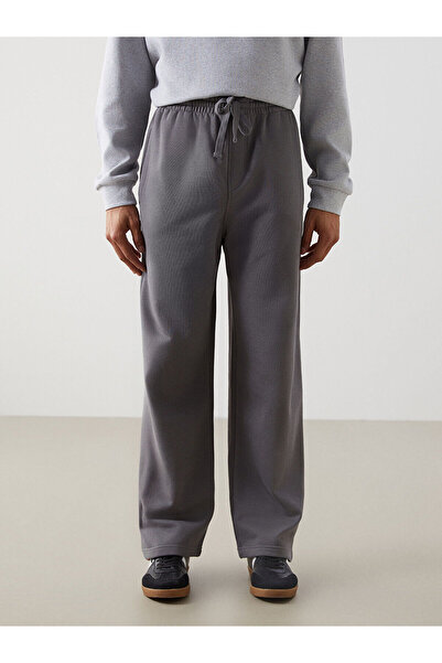 LC Waikiki Gray Comfortable Fit Waist-Tie Men's Thick Sweatpants