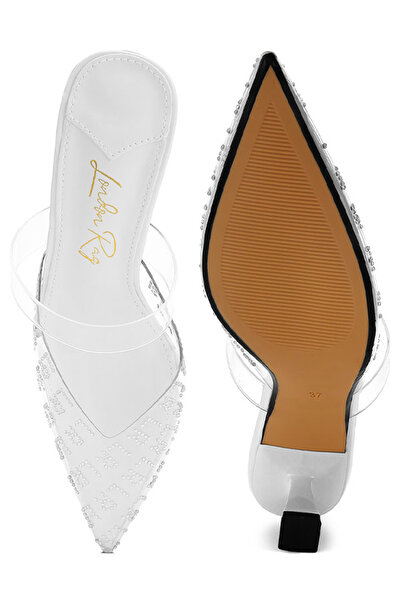 london Rag Women Pointed Toe Kitten Heels in White