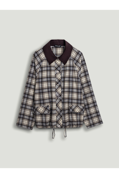 Nocturne Kontrast Yakalı Ekose Ceket