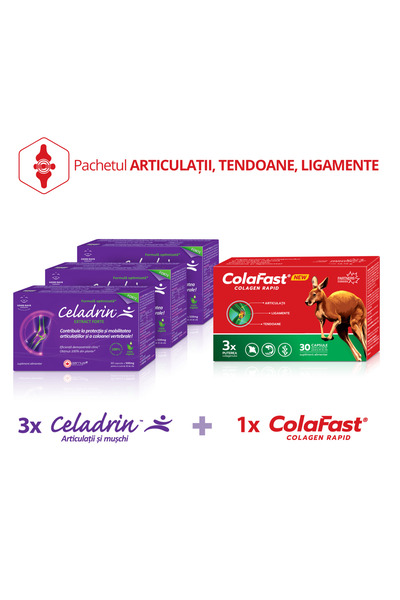 Barny's® Premium Quality 3 cutii Celadrin™ Extract Forte 60cps + 1 cutie ColaFast® Colagen Rapid 30cps