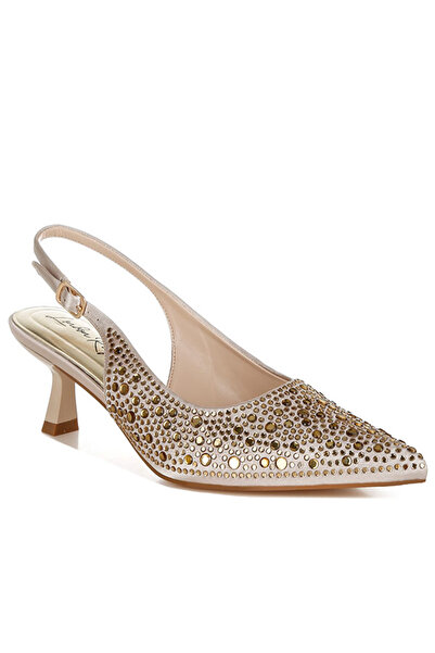 london Rag Women Pointed Toe Rhinestone Slingbacks in Beige