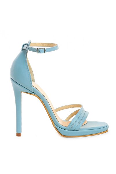 Vanilla Days Christine Blue Leather Stiletto Sandals with 12cm Heel